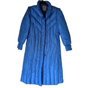 THE WATERS EDGE Vintage Blue Down Puffer Coat Sz LRG